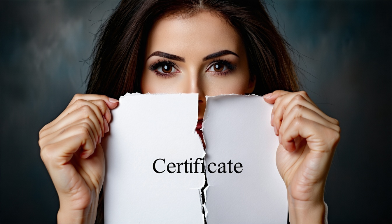 Kadının narin ama kararlı elleri, üzerinde kalın ve resmi bir yazı tipiyle 